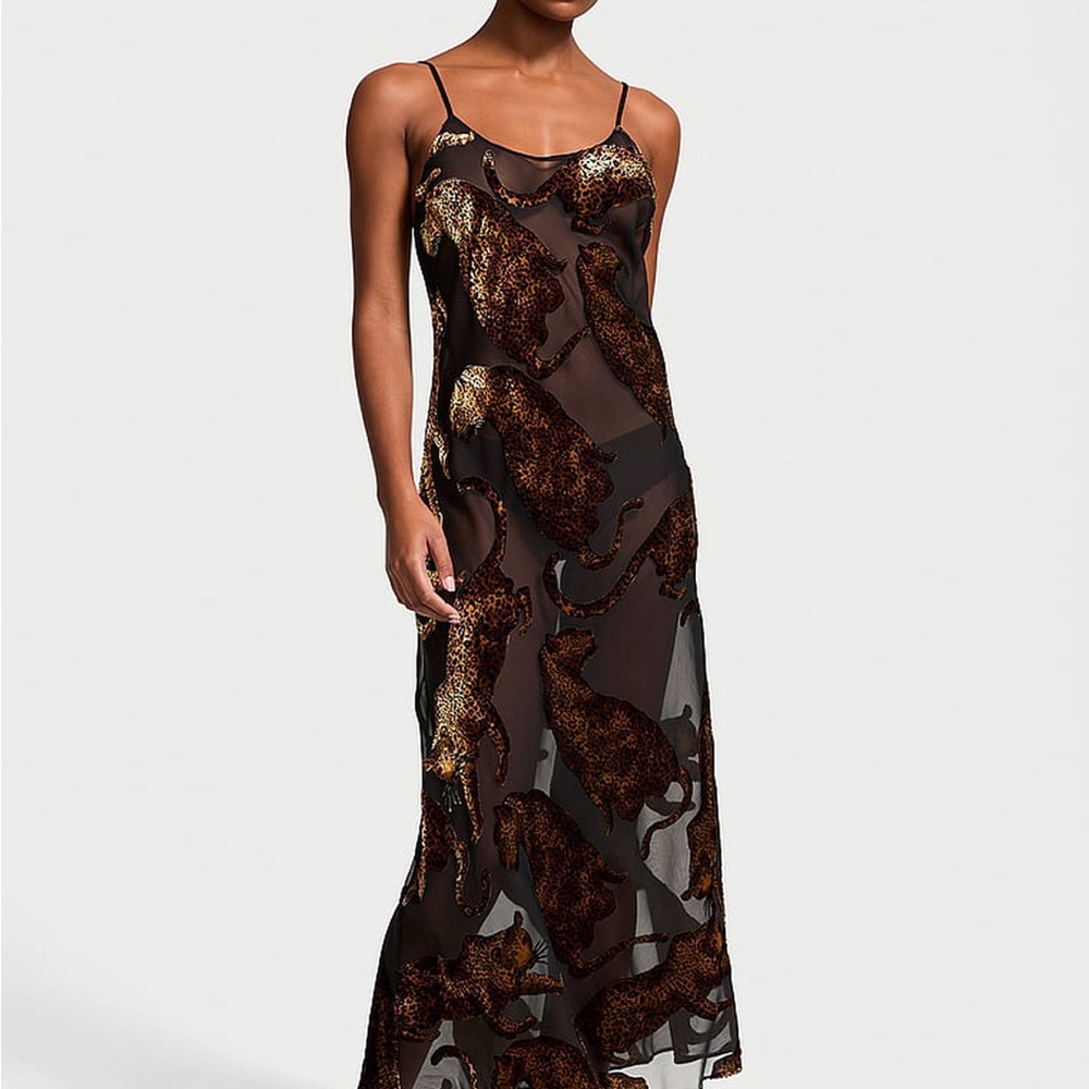 Victoria's Secret Black and Brown Sheer Dress